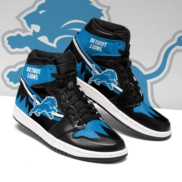 Women's Detroit Lions AJ High Top Leather Sneakers 003